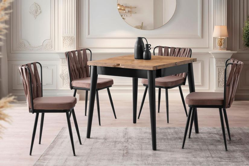 KUZEY MASA, KUŞAKLI SANDALYE, ATLANTİK ÇAM, 80X80