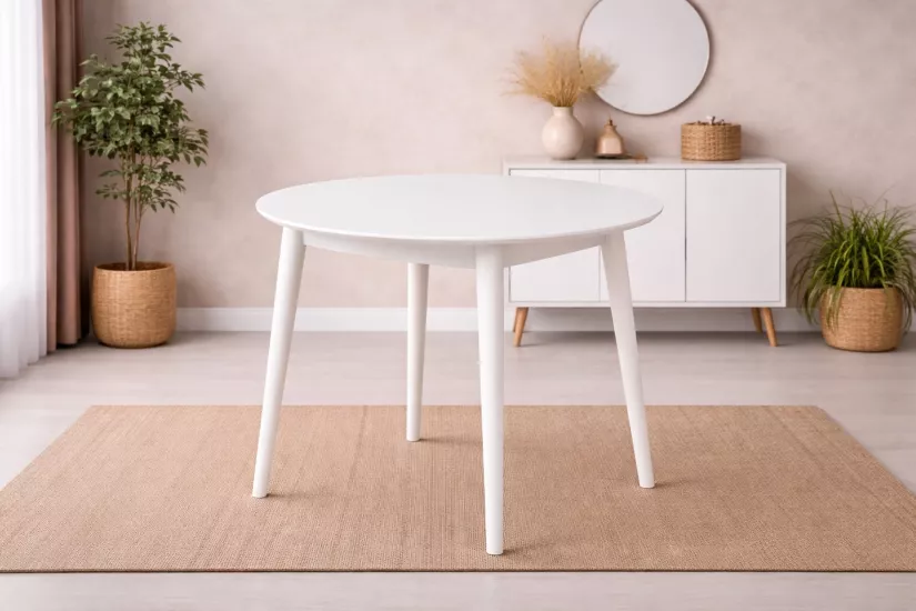 SİENA YUVARLAK MASA, BEYAZ, 90x90