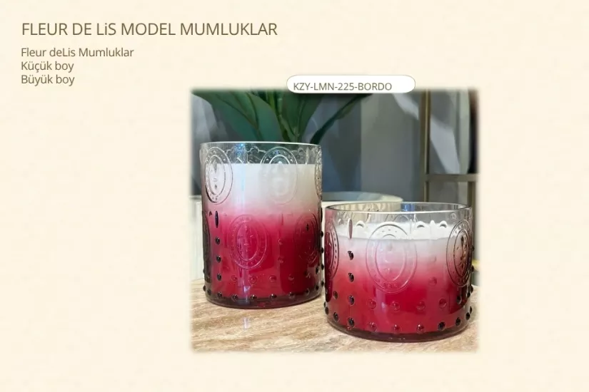 FLEUR DE LIS DESENLI CAM MUMLUK - YEŞİL