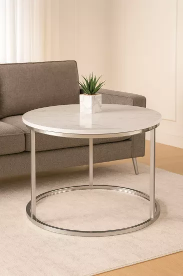 NİL ORTA SEHPA, KROM MARMO