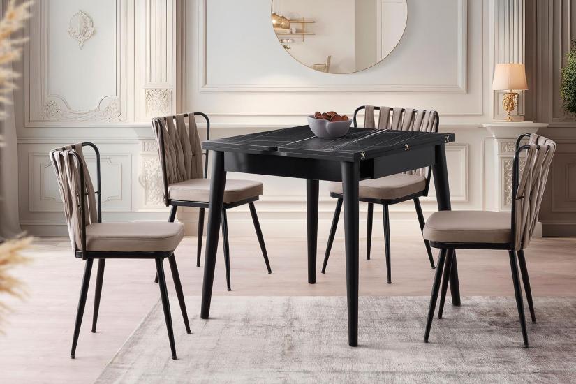 KUZEY MASA, KUŞAKLI SANDALYE, SONATA, 80X80