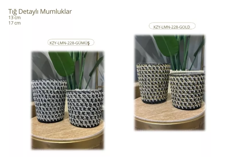 TIĞ DETAYLI MUMLUKLAR - ALTIN
