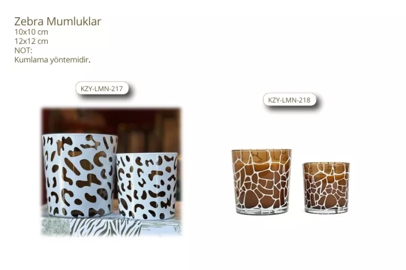 ZEBRA DESENLI CAM MUMLUK - 10X10  CM / 12X12 CM