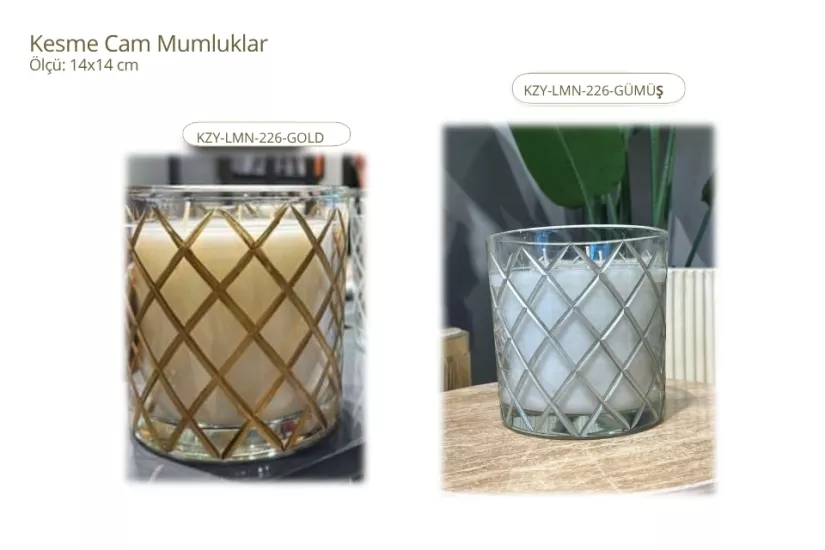 KESME CAM MUMLUKLAR (GÖZYAŞI MODEL) - KIRMIZI - 12.5X13.5 CM / 13.5X17.5 CM