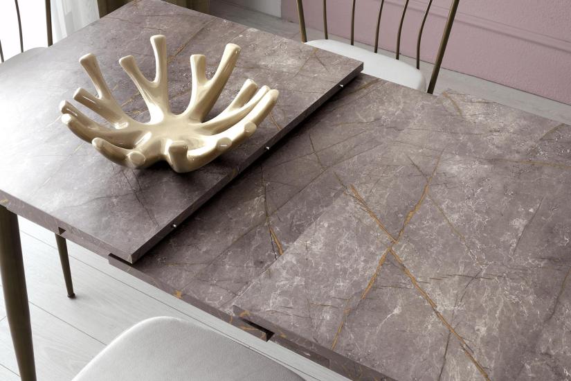 AY MASA VE SANDALYE BENCH TAKIMI, KAHVE GOLD, 120x70
