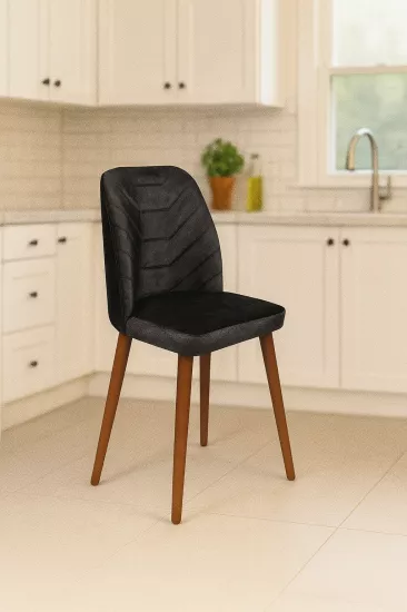 MERİDA SANDALYE ,SİYAH,CEVİZ