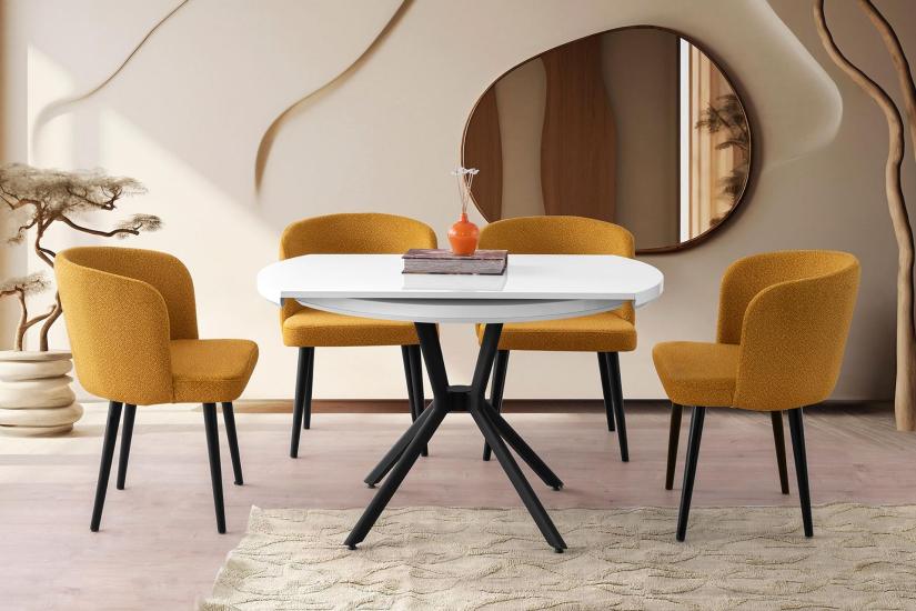 TALİN MASA, AREL SANDALYE, BEYAZ, 120X70