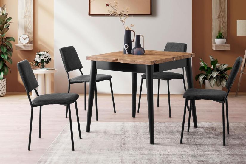 KUZEY MASA, VİVA SANDALYE, ATLANTİK ÇAM, 80X80