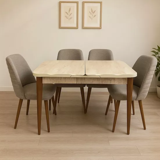 ARGUN MASA, AHU ÇİZGİLİ DİKİŞLİ SANDALYE, TRAVERTEN CEVİZ, 130x80