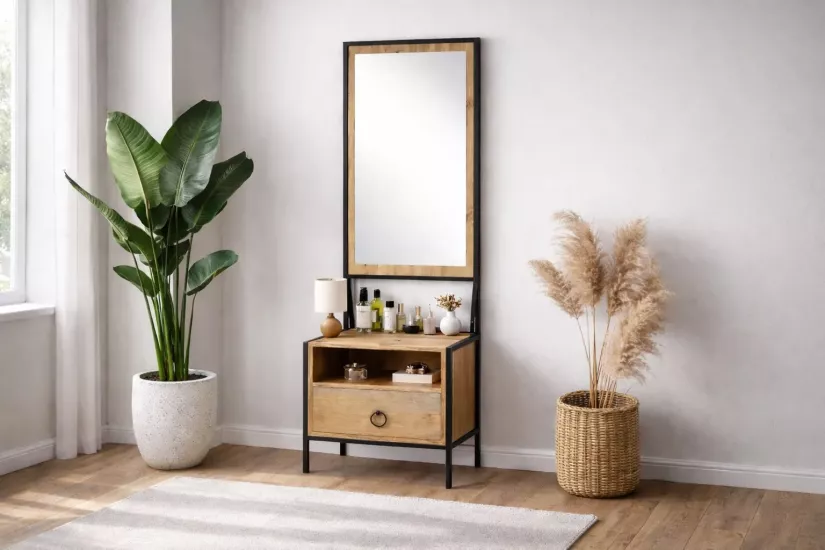 SEVİL ÇEKMECELİ AYNA ATLANTİK ÇAM SİYAH