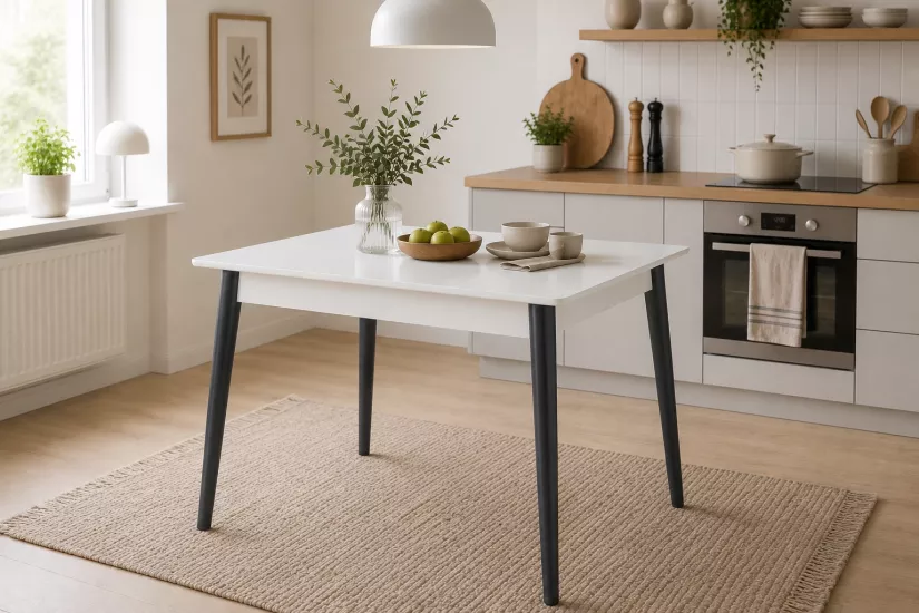 MİLANO KARE MASA, BEYAZ ANTRASİT, 90x90