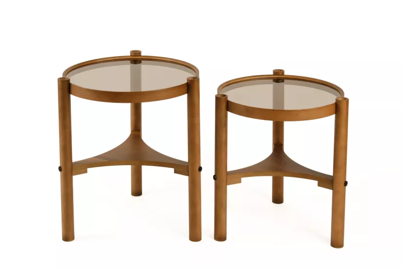 LOTUS 2’Lİ ZİGON SEHPA SETİ CAMLI