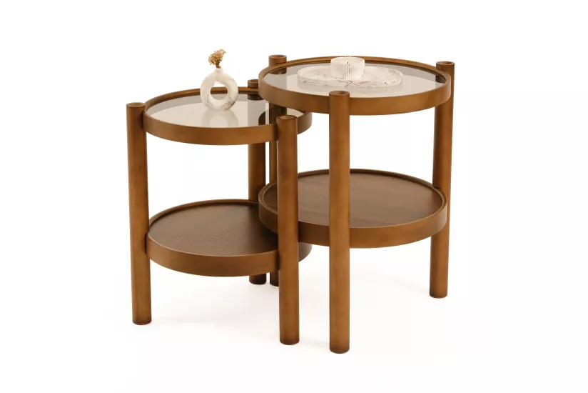 RİTİM 2’Lİ ZİGON SEHPA CAMLI ÇAP 40-45CM