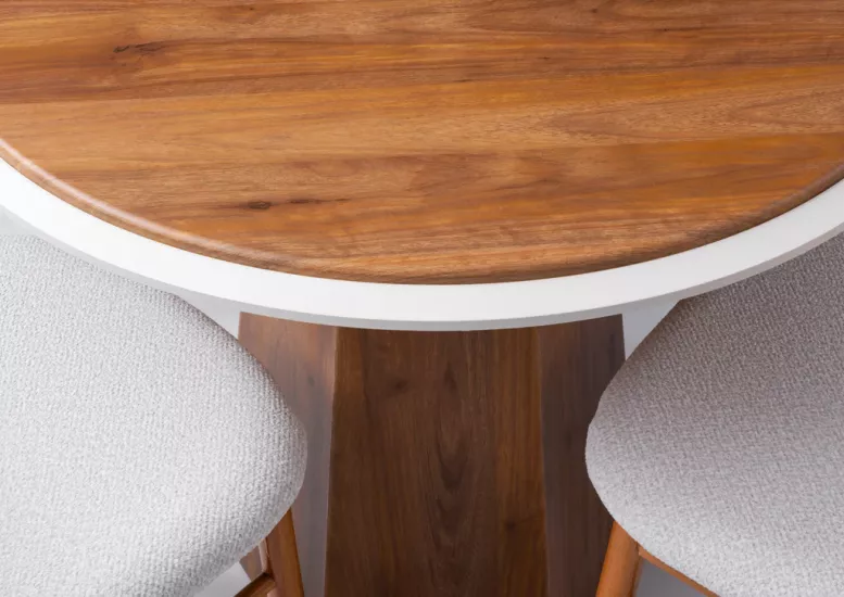 ECE MASA, PRİZMA AYAK, CEVİZ, 90X90