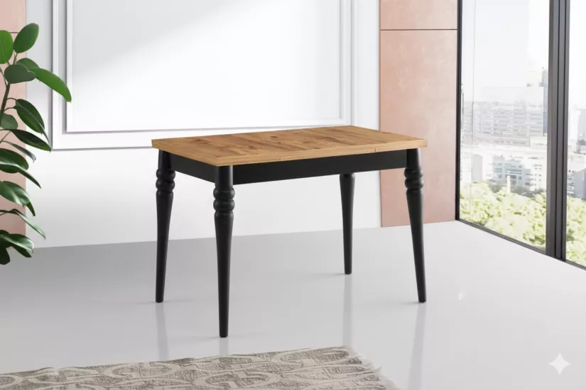 SALİVA MASA + BAHAR ÇAPRAZ SANDALYE, MEŞE SİYAH, 110x70