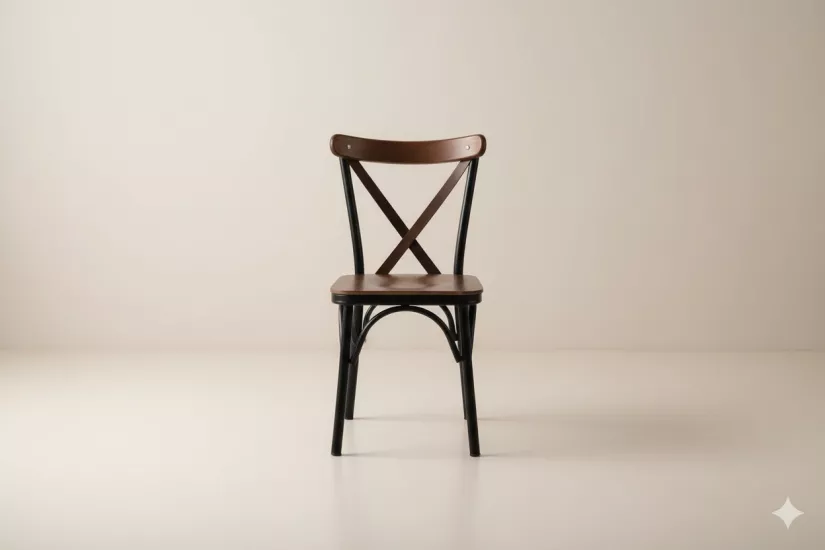 AHŞAP BAHAR ÇAPRAZ SANDALYE, CEVİZ SİYAH