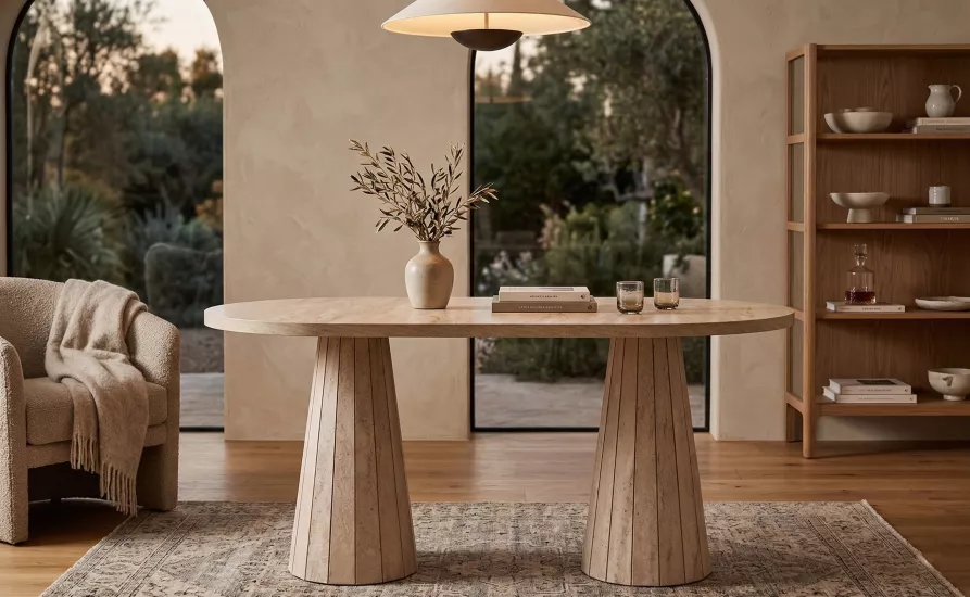 TRAVERTEN 160 LIK OVAL LİNE MASA