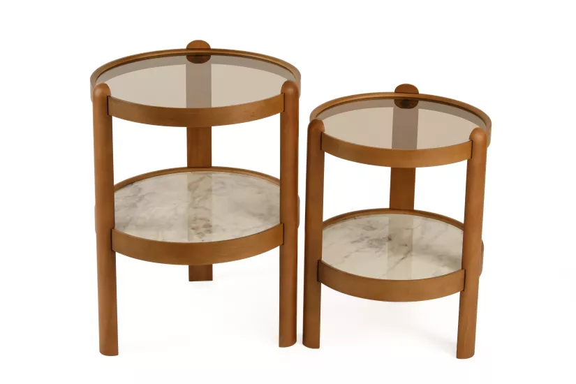 SWİNG 2’Lİ ZİGON SEHPA CAMLI ÇAP 40CM