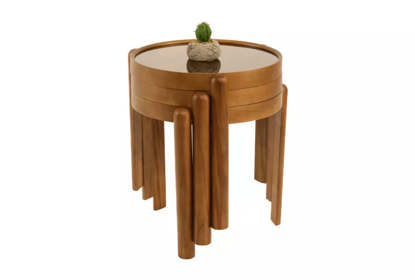 SWİNG 3’LÜ ZİGON SEHPA CAMLI ÇAP 45CM