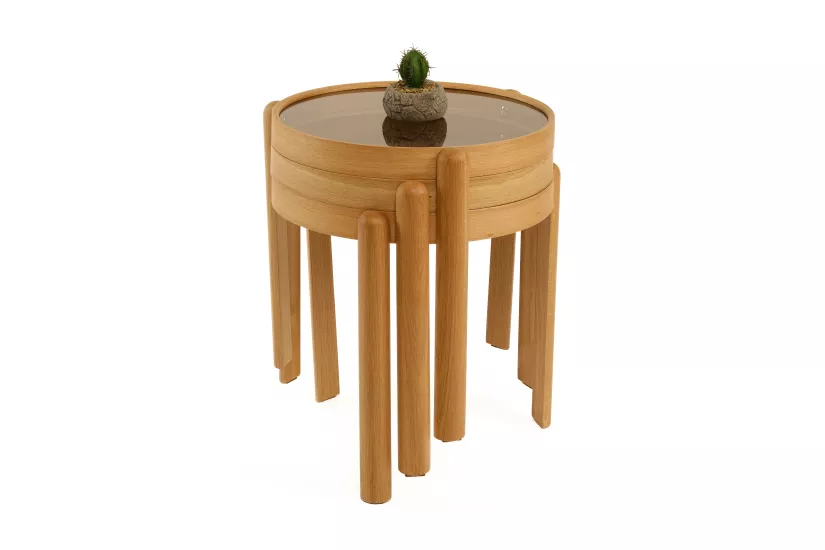 SWİNG 3’LÜ ZİGON SEHPA CAMLI ÇAP 45CM