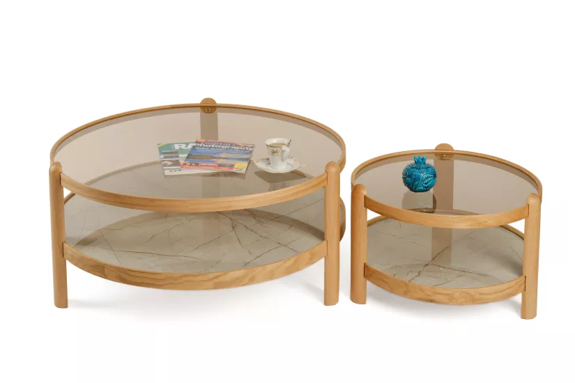 SWİNG ORTA SEHPA SETİ CAMLI