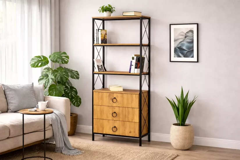 ALKAN ÇEKMECELİ KİTAPLIK