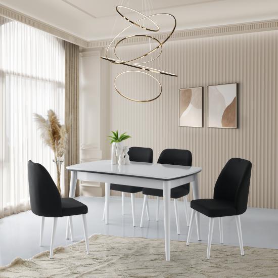 SARA MASA + BOLTON SANDALYE TAKIMI, BEYAZ, 130x80