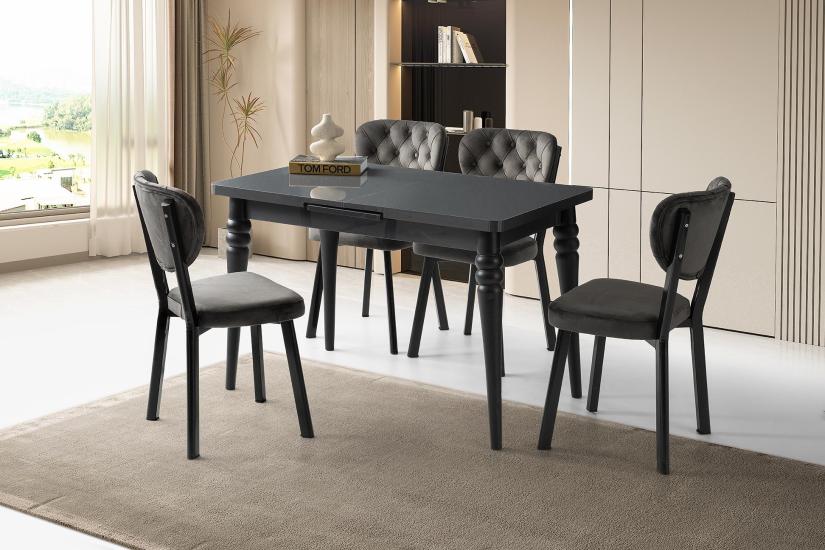 AY MASA, RİVONE SANDALYE, ANTRASİT, 120x70