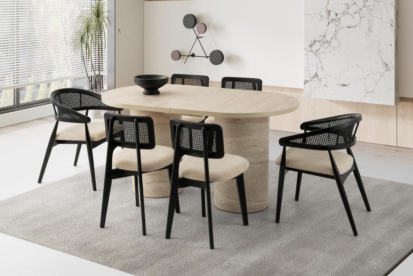 TRUVA MASA, HAZEL&ZİON SANDALYE, SİDON, 160x90