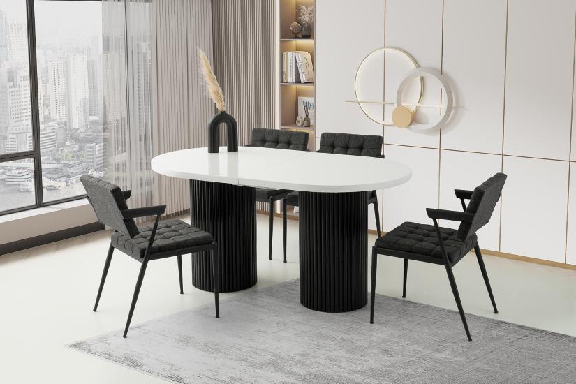 TRUVA MASA, ZET SANDALYE, BEYAZ, 160x90