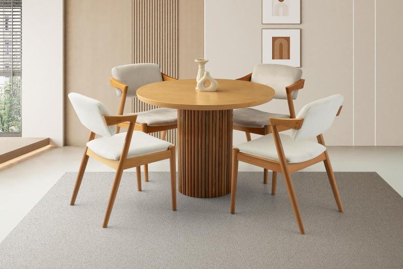 EKSEN MASA, SİRİUS SANDALYE, NATURAL, 100x100