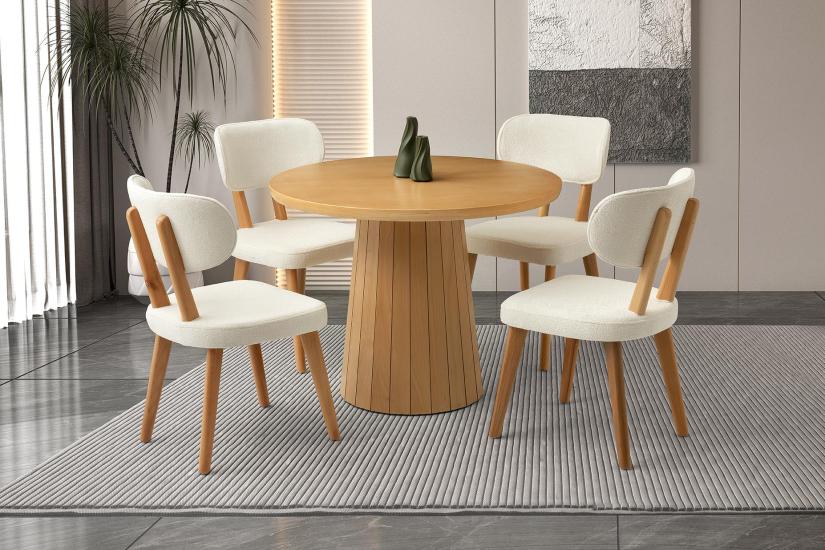 ATİNA MASA, SİRİUS SANDALYE, NATURAL, 100x100