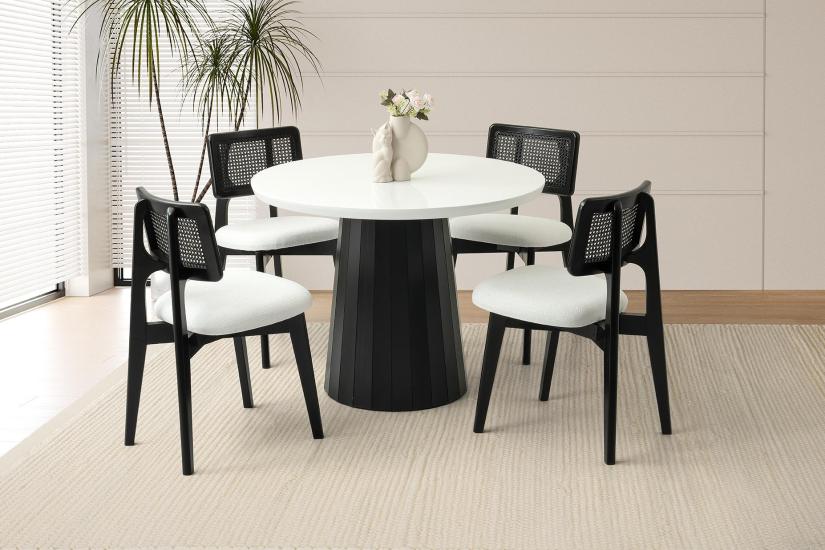 ATİNA HG MASA, ZİON SANDALYE, KAR BEYAZ, 100x100