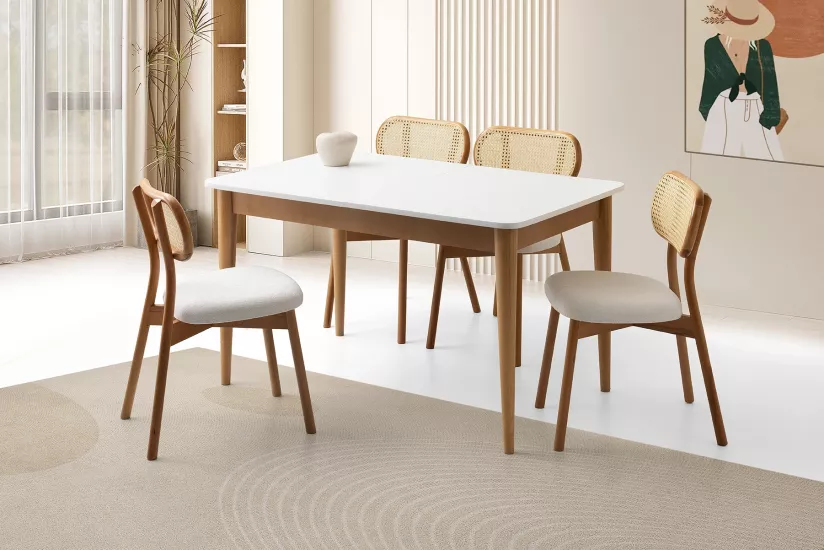 FİNİKE AÇILIR MASA, BEYAZ SİYAH, 130x80