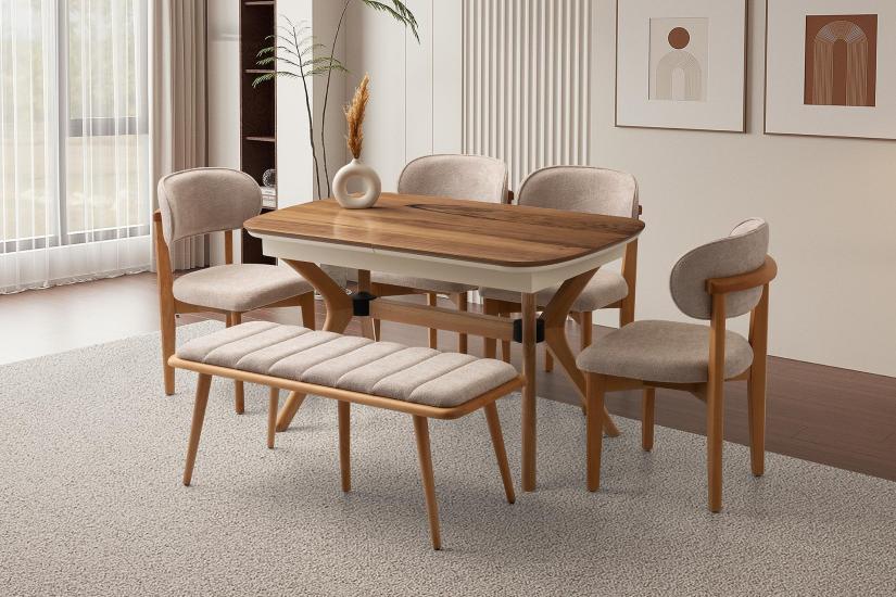 BOLVADİN MASA, UMAY SANDALYE, DEKOR BENCH, VALENCİA, 130x80