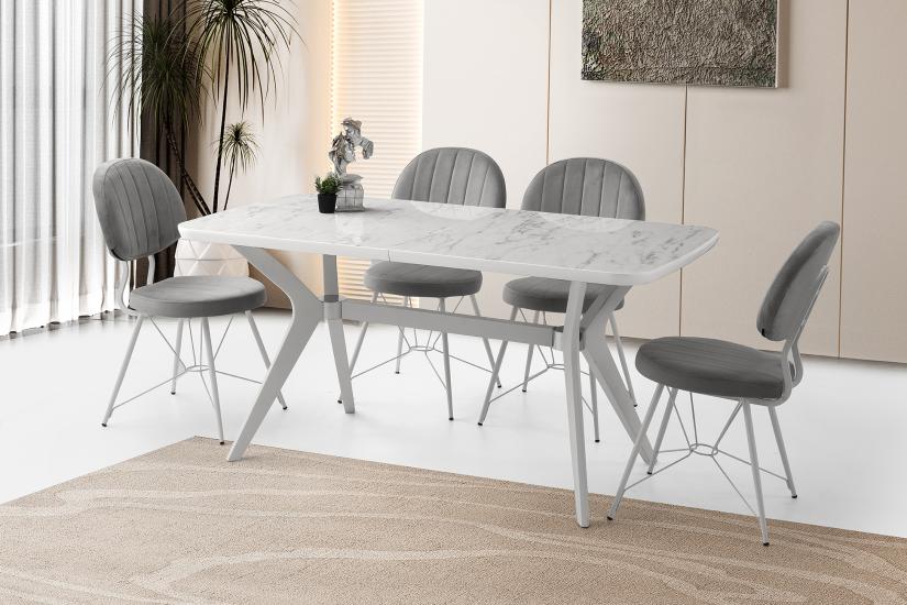 ZÜMRÜT MASA, METAX SANDALYE, MARMO HG, 160x90