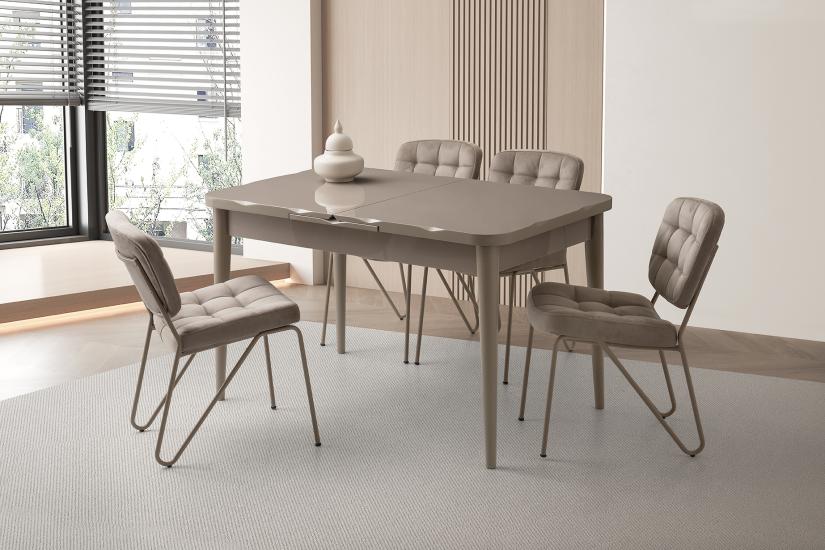 ARGUN HG MASA, BANKY SANDALYE, CAPPİCİNO, 130x80