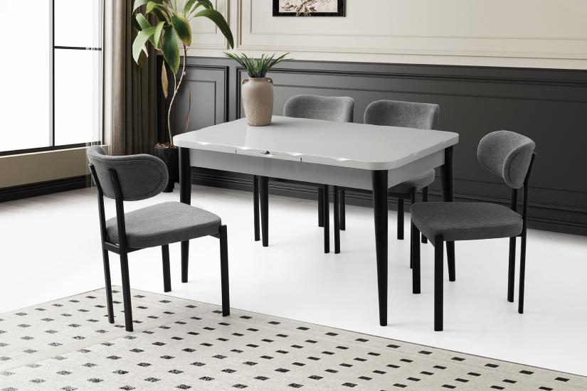 ARGUN HG MASA, KONFOR SANDALYE, GRİ, 130x80