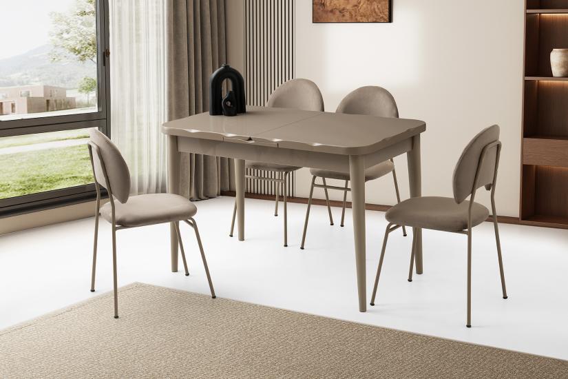 ARGUN HG MASA, NOVA SANDALYE, CAPPİCİNO, 120x70