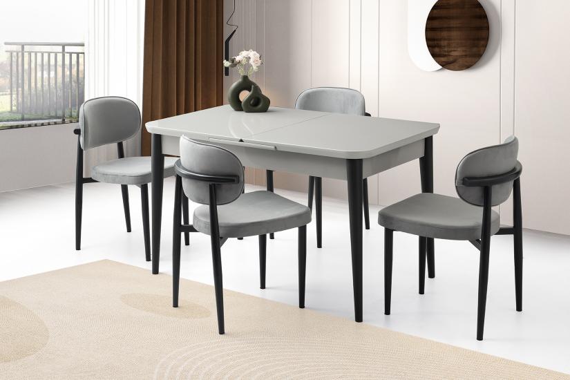 RÜZGAR HG MASA, PERLA SANDALYE, AÇIK GRİ, 130x80