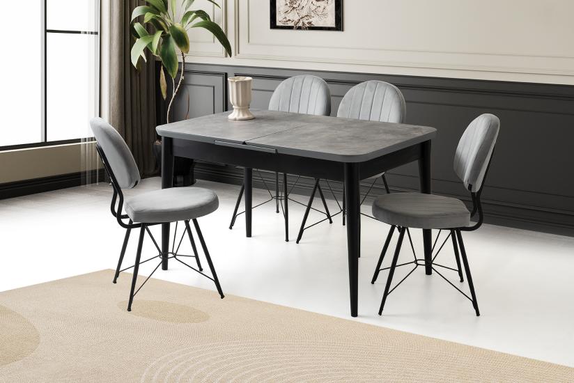 RÜZGAR HG MASA, METAX SANDALYE RETRO GÜMÜŞ, 130x80