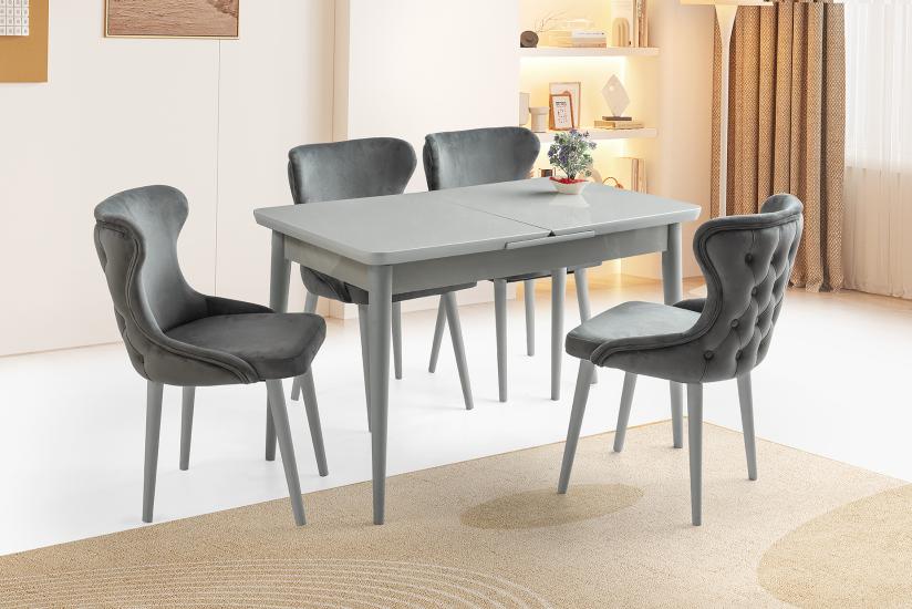RÜZGAR HG MASA, İNCİ SANDALYE, AÇIK GRİ, 120x70