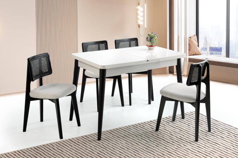SİMA KELEBEK MASA, ZİON SANDALYE, BEYAZ, 120x70