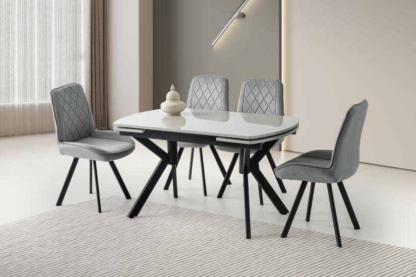 STEEL HG MASA, ALORA SANDALYE, AÇIK GRİ, 130x80