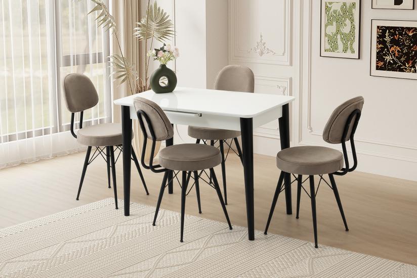 MADRİD HG MASA, EYFEL SANDALYE, KAR BEYAZ, 100x60
