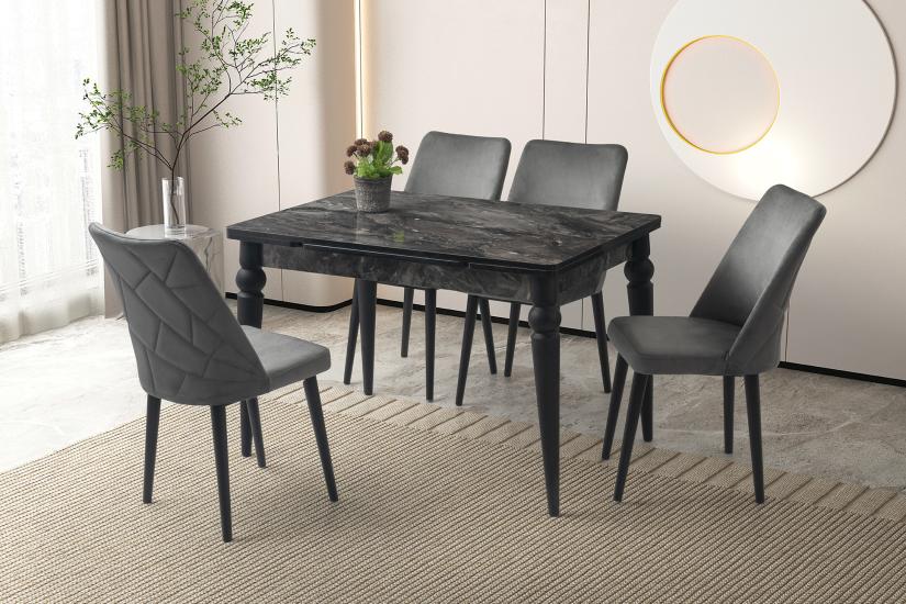 ROYAL MASA, SİENA SANDALYE, SİYAH, 120x80