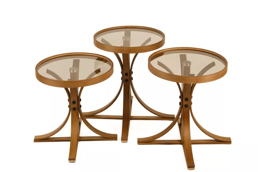 LAZİO 3’LÜ ZİGON SEHPA CAMLI