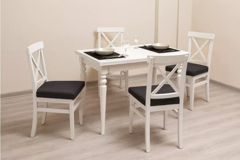 SANDOR ÇİZİLMEZ MASA, ÇAPRAZ DÖŞEMELİ SANDALYE , BEYAZ ANTRASİT, 110x70