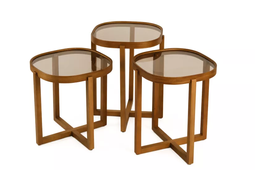 TROYA 3’LÜ ZİGON SEHPA CAMLI