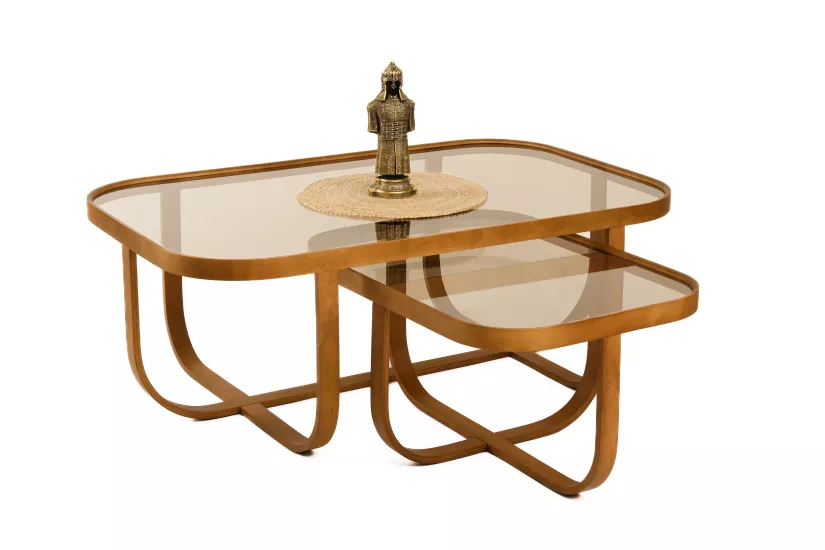 TUALİS ORTA SEHPA SETİ CAMLI